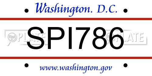 SPI786 District Of Columbia License Plate