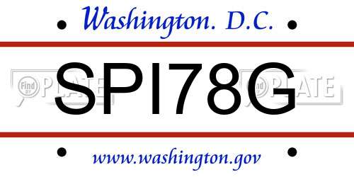 SPI78G District Of Columbia License Plate