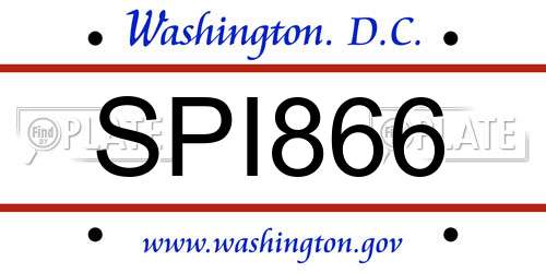 SPI866 District Of Columbia License Plate