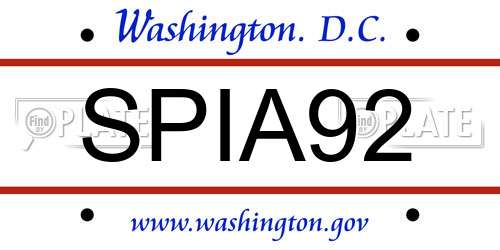 SPIA92 District Of Columbia License Plate