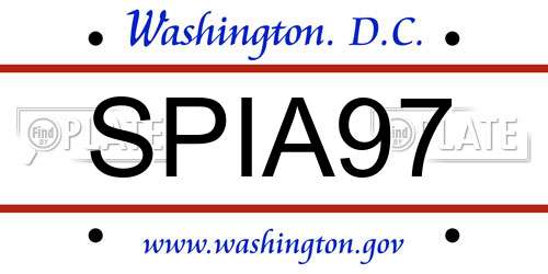 SPIA97 District Of Columbia License Plate