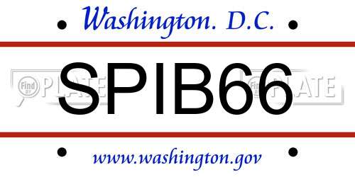 SPIB66 District Of Columbia License Plate