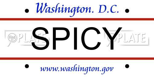 SPICY District Of Columbia License Plate