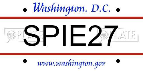 SPIE27 District Of Columbia License Plate