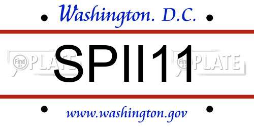 SPII11 District Of Columbia License Plate