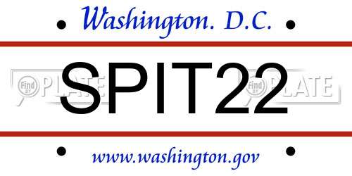 SPIT22 District Of Columbia License Plate