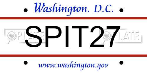SPIT27 District Of Columbia License Plate
