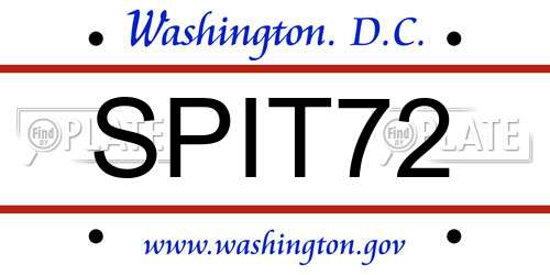 SPIT72 District Of Columbia License Plate
