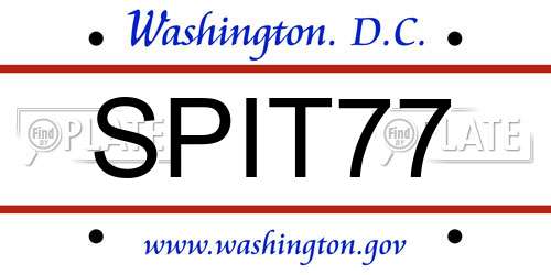 SPIT77 District Of Columbia License Plate