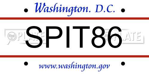 SPIT86 District Of Columbia License Plate