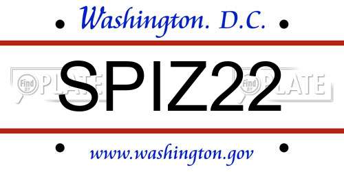 SPIZ22 District Of Columbia License Plate