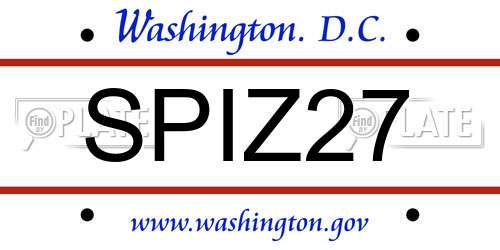 SPIZ27 District Of Columbia License Plate