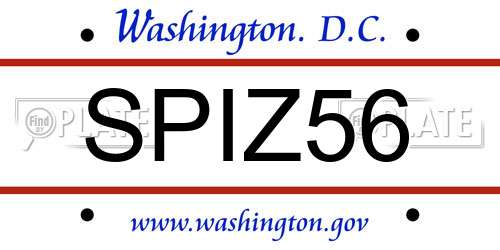 SPIZ56 District Of Columbia License Plate