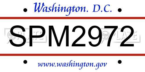 SPM2972 District Of Columbia License Plate