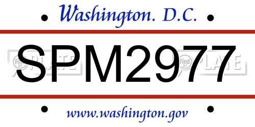 SPM2977 District Of Columbia License Plate