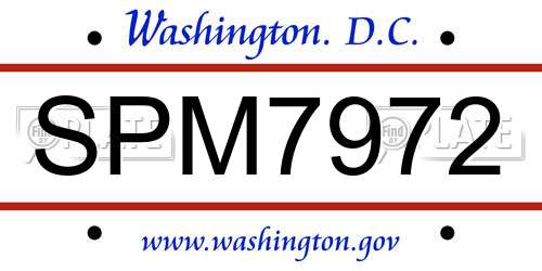 SPM7972 District Of Columbia License Plate