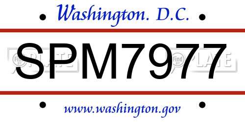 SPM7977 District Of Columbia License Plate