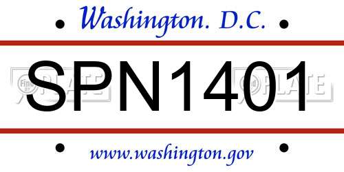 SPN1401 District Of Columbia License Plate