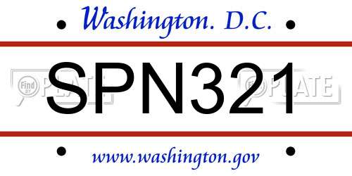 SPN321 District Of Columbia License Plate