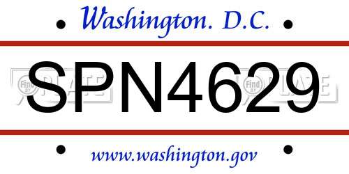 SPN4629 District Of Columbia License Plate