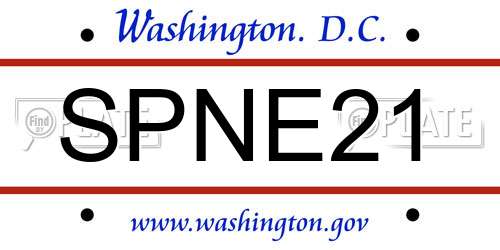 SPNE21 District Of Columbia License Plate