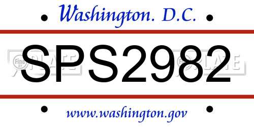 SPS2982 District Of Columbia License Plate