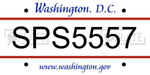 SPS5557 District Of Columbia License Plate