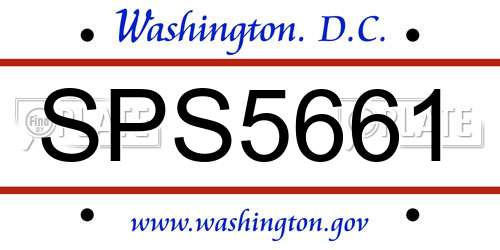 SPS5661 District Of Columbia License Plate