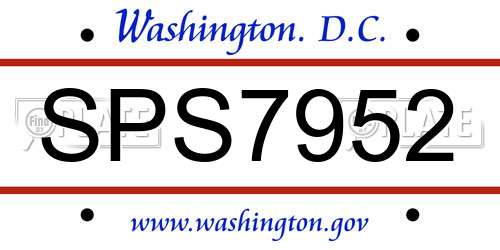 SPS7952 District Of Columbia License Plate