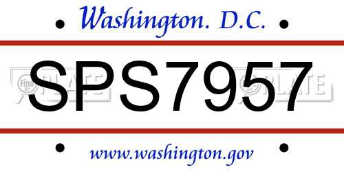 SPS7957 District Of Columbia License Plate