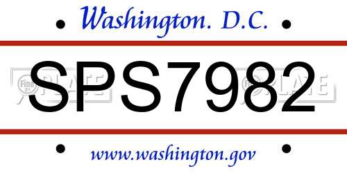 SPS7982 District Of Columbia License Plate