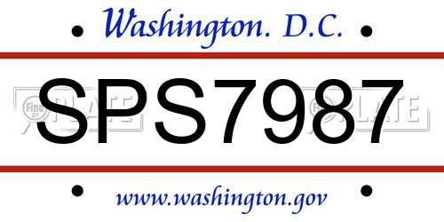 SPS7987 District Of Columbia License Plate