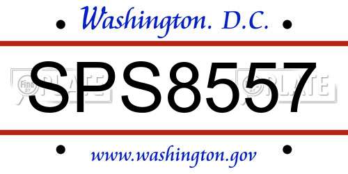 SPS8557 District Of Columbia License Plate
