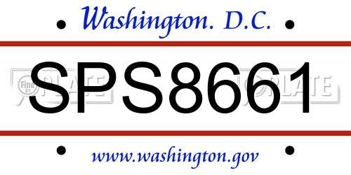 SPS8661 District Of Columbia License Plate