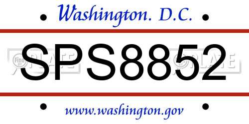 SPS8852 District Of Columbia License Plate