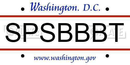 SPSBBBT District Of Columbia License Plate