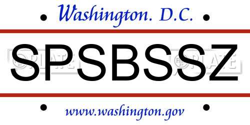 SPSBSSZ District Of Columbia License Plate
