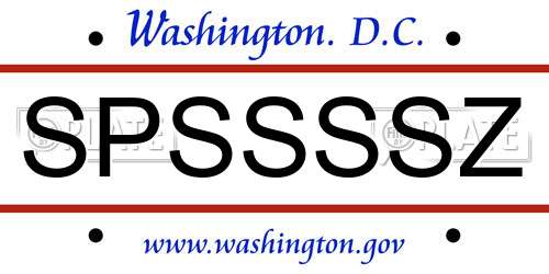 SPSSSSZ District Of Columbia License Plate