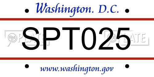SPT025 District Of Columbia License Plate