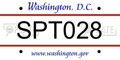 SPT028 District Of Columbia License Plate