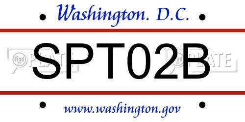 SPT02B District Of Columbia License Plate