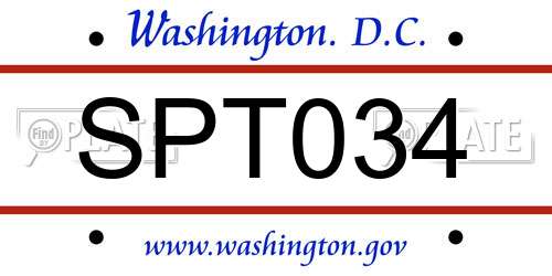 SPT034 District Of Columbia License Plate