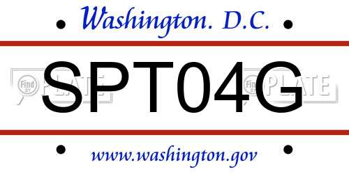 SPT04G District Of Columbia License Plate