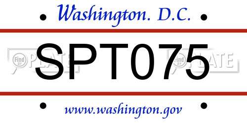 SPT075 District Of Columbia License Plate