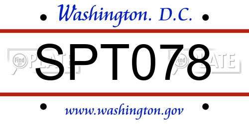 SPT078 District Of Columbia License Plate