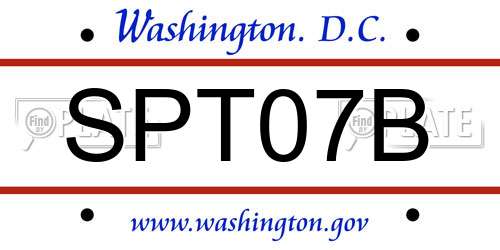 SPT07B District Of Columbia License Plate