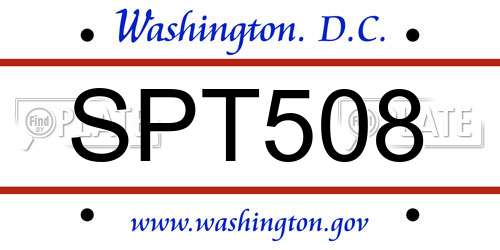 SPT508 District Of Columbia License Plate