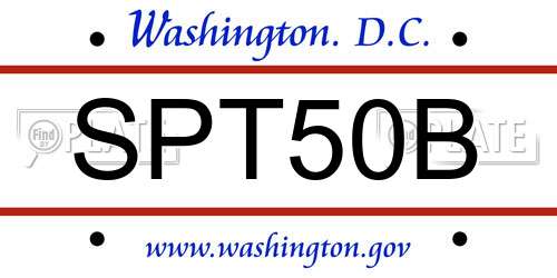 SPT50B District Of Columbia License Plate