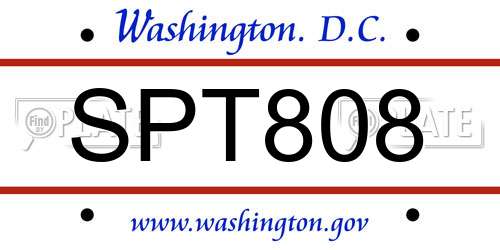 SPT808 District Of Columbia License Plate