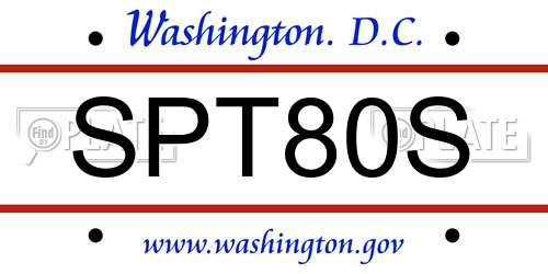 SPT80S District Of Columbia License Plate